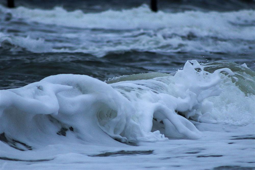 Waves crash at Carolina Beach on Monday, May 25, 2020. Carolina Beach is located on the coast of North Carolina.