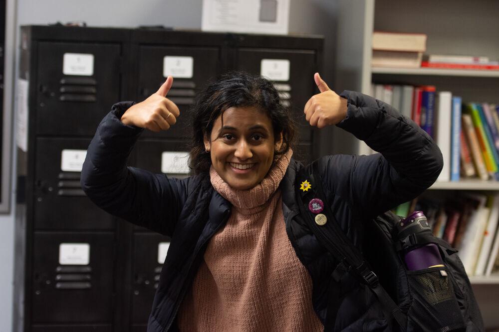 Technician News Editor Alicia Thomas poses for a picture in Technician's newsroom on Nov. 7, 2019.