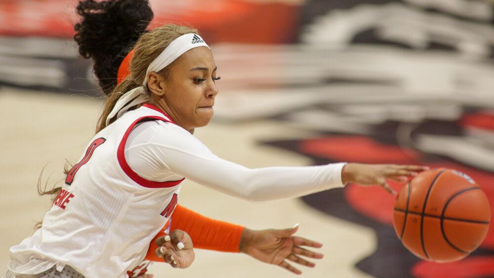 Freshman guard Rebecca Demeke goes for a loose ball as No. 4 NC State women&#8217;s basketball took down Clemson 86-65 on Thursday, Feb. 11, 2021 in Reynolds Coliseum.
