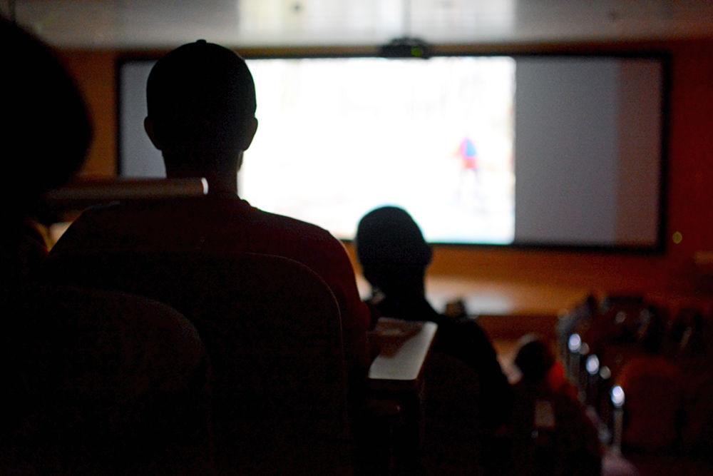 Students watch short videos featured in the 8th Annual Student Short Film Showcase on Nov. 8, 2017. The James B. Hunt Jr. Library hosted the showcase, featuring films from students in the Department of Art + Design and the Department of Communications.