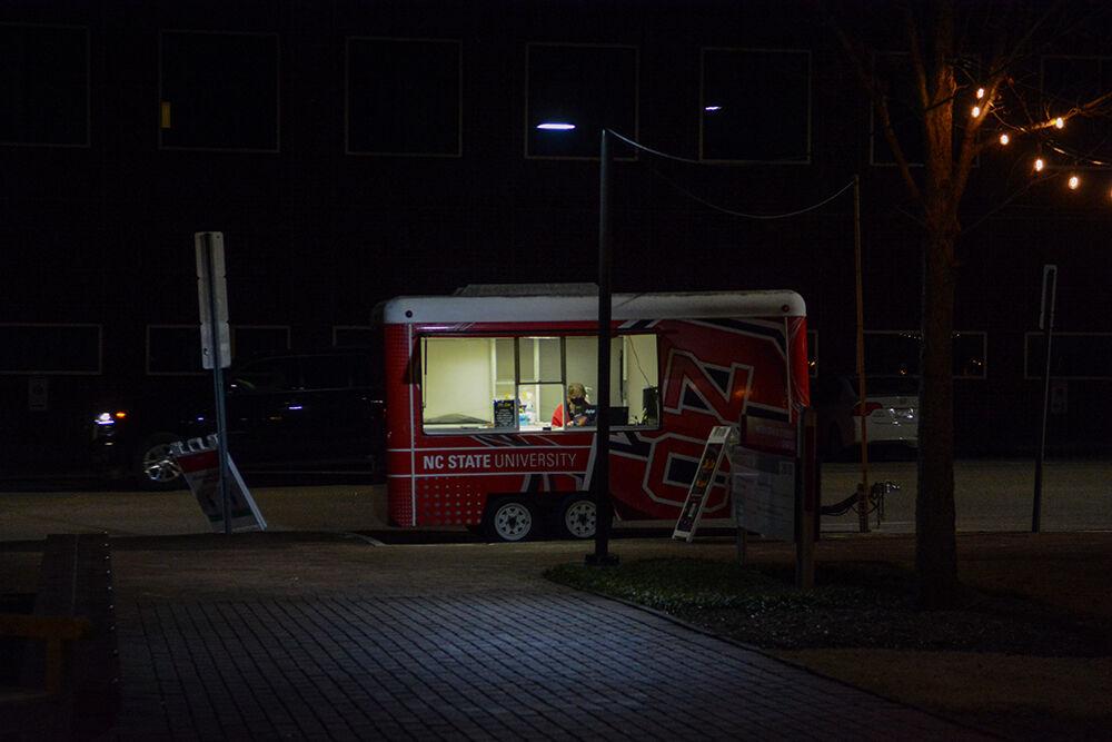 A booth where students can check out various equipment while hanging out at The Den on Thursday, March 4, 2021 at Harris Field.