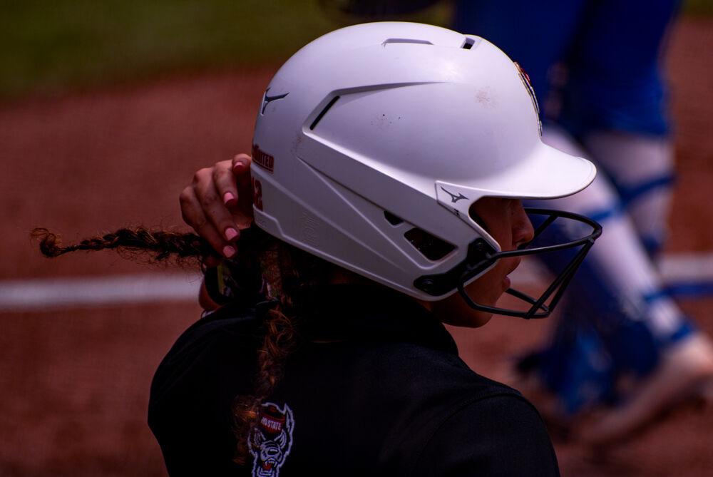 Redshirt senior outfielder Angie Rizzi waits to bat against Pittsburgh on Saturday, April 10, 2021 at Dail Softball Stadium. The Wolfpack won the first game of the doubleheader 7-3 and Rizzi went 3-4 with a home run, a double and a stolen base.