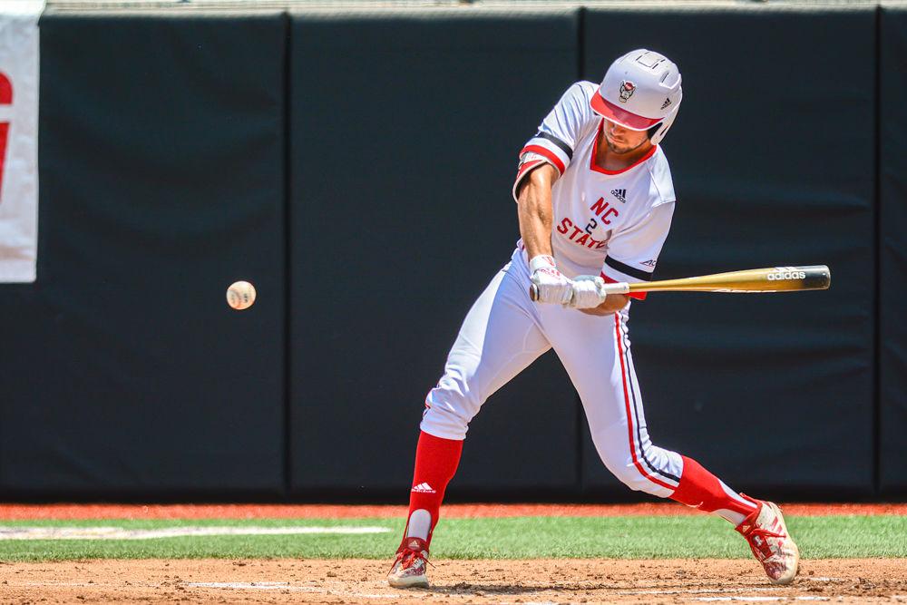 Sophomore outfielder Jonny Butler hits the ball against Campbell on Friday, May 31, 2019 at Clark-LeClair Stadium. Butler went 1-4 with one home run, one run batted in and two runs scored. The Wolfpack lost 5-4.