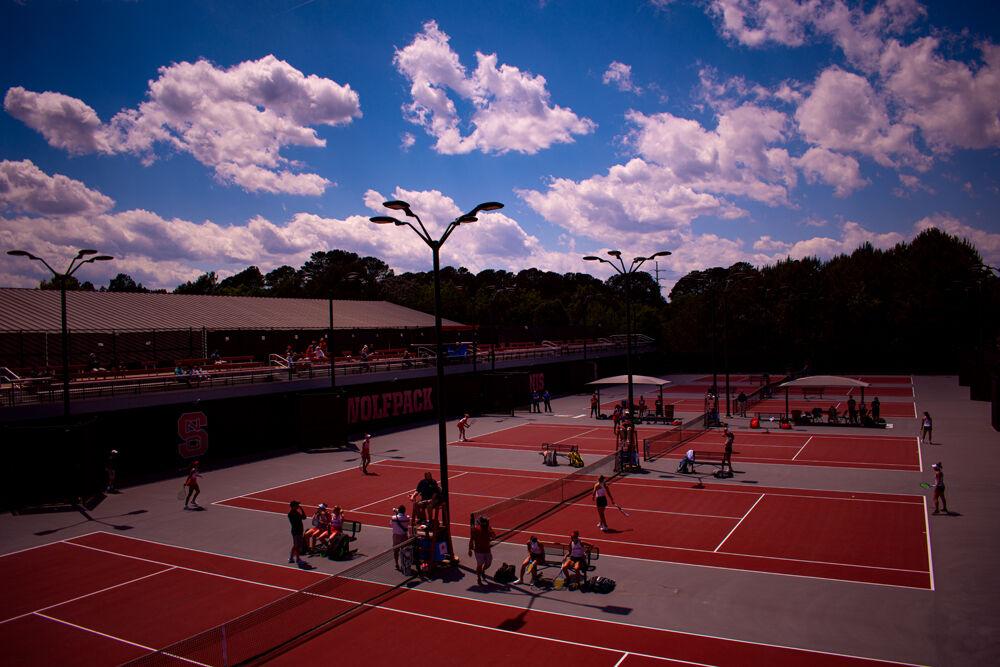 NC State Women&#8217;s Tennis competes in doubles against Iowa State in the second round of NCAA Championships on Saturday, May 8, 2021 at J.W. Isenhour Tennis Center. The Wolfpack won 4-2.
