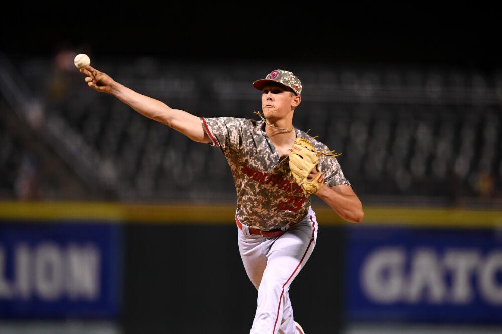 Junior pitcher Reid Johnston pitches during the ACC Baseball Championship against Pitt on Thursday, May 27, 2021 in Charlotte at the Truist Field. The Wolfpack beat the Panthers 3-2.