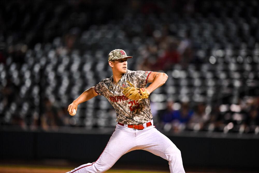 Freshman pitcher Austin Pace pitches during the game versus Pitt during the ACC Championship on Thursday, May 27, 2021 at Truist Field in Charlotte.&#160;The Wolfpack beat the Panthers 3-2.