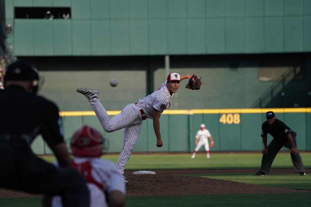 OMAHA, NE - JUNE 21: NC State against Vanderbilt during the Division I Baseball Championship held at TD Ameritrade Park on June 21, 2021 in Omaha, Nebraska. NC State beat Vanderbilt 1-0.&#160;