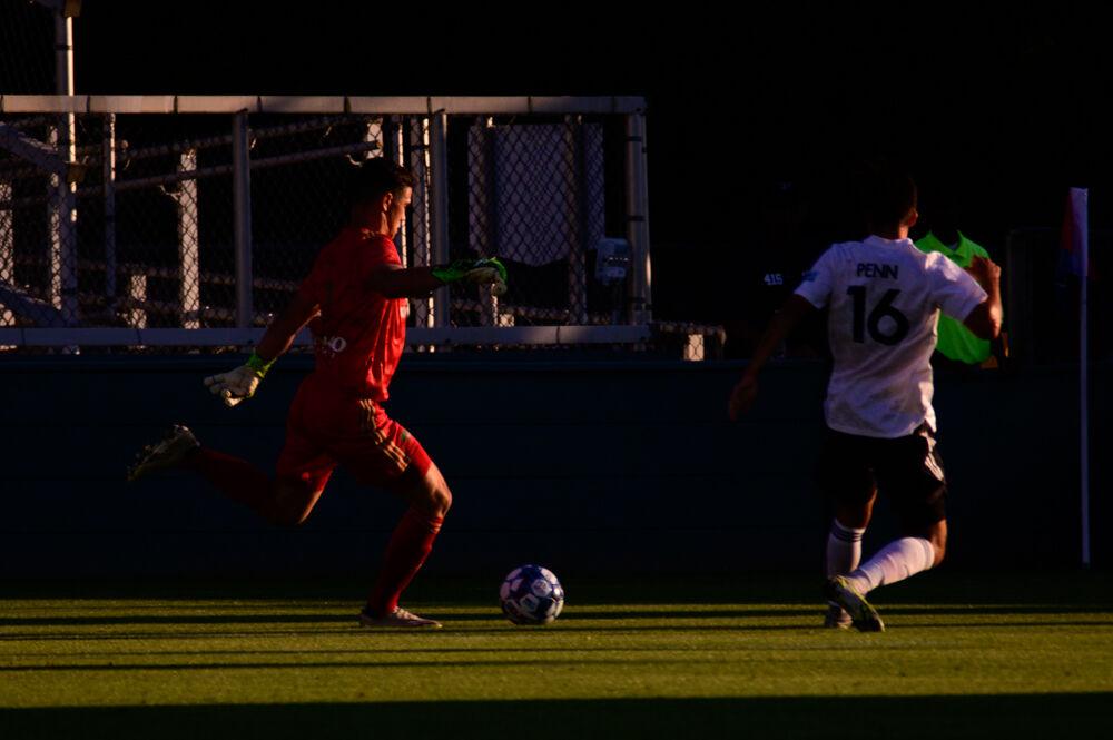 NCFC goalkeeper Damian Las clears the ball against Fort Lauderdale CF on Saturday, June 5, 2021 at WakeMed Soccer Park. NCFC lost 2-1.