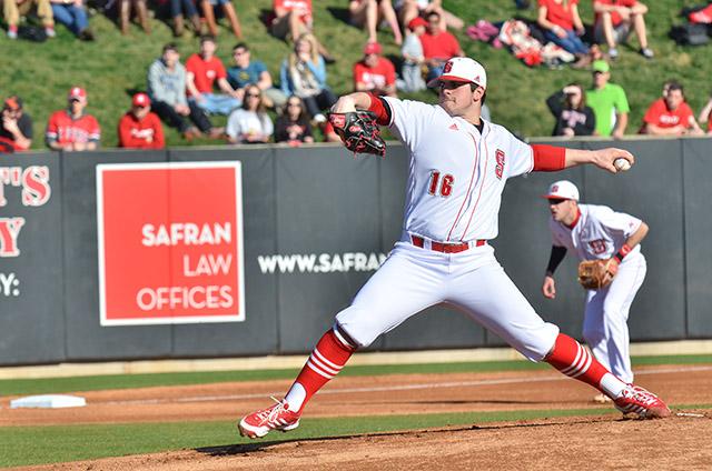 Sophomore pitcher Carlos Rodon throws a pitch during N.C. State&#8217;s season opener against Appalachain State on Doak Field Feb. 17, 2013. The Wolfpack fell to the Mountaineers, 6-3, in the first game, while the second and third games were cancelled due to inclement weather.