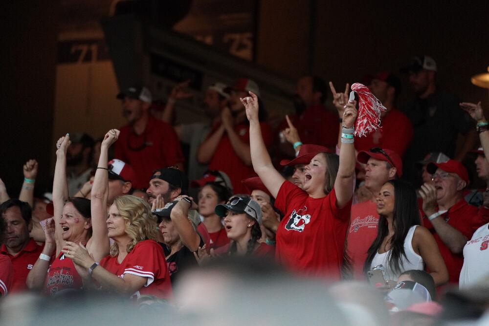 OMAHA, NE - JUNE 21: NC State against Vanderbilt during the Division I Baseball Championship held at TD Ameritrade Park on June 21, 2021 in Omaha, Nebraska. NC State beat Vanderbilt 1-0.&#160;