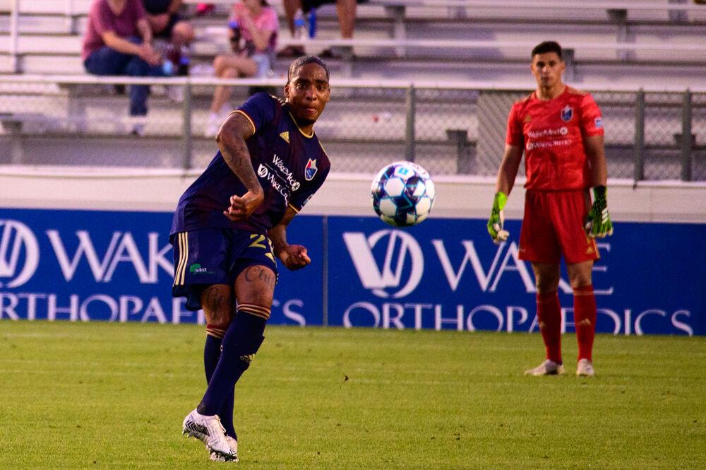 NCFC defender Shermaine Martina passes against Fort Lauderdale CF on Saturday, June 5, 2021 at WakeMed Soccer Park. NCFC lost 2-1.
