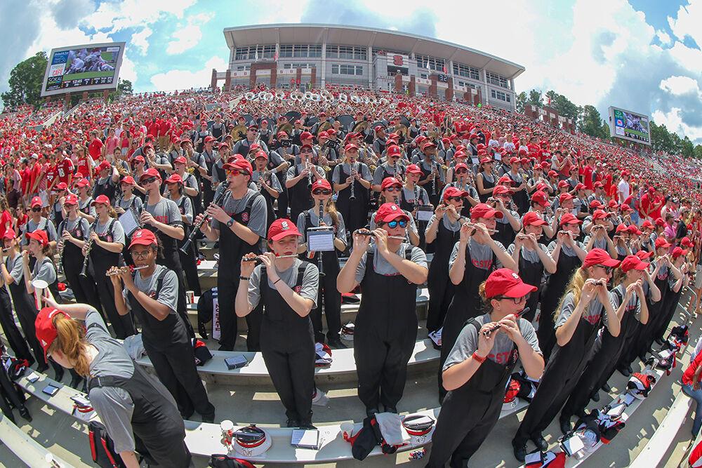 The band plays for the more than 56,000 fans who filled the stadium to watch the 24-13 win over James Madison on Saturday, Sept. 1 in Carter-Finley Stadium.