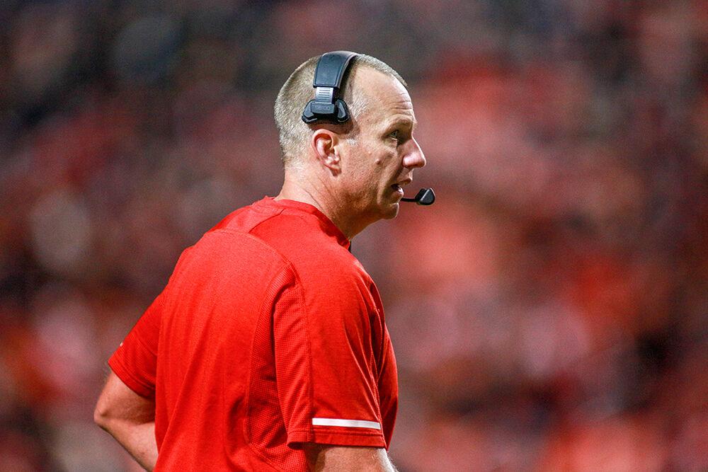 Head coach Dave Doeren looks on towards his team during the 27-23 loss to Wake Forest on Thursday, Nov. 8, 2018, in Carter-Finley Stadium.