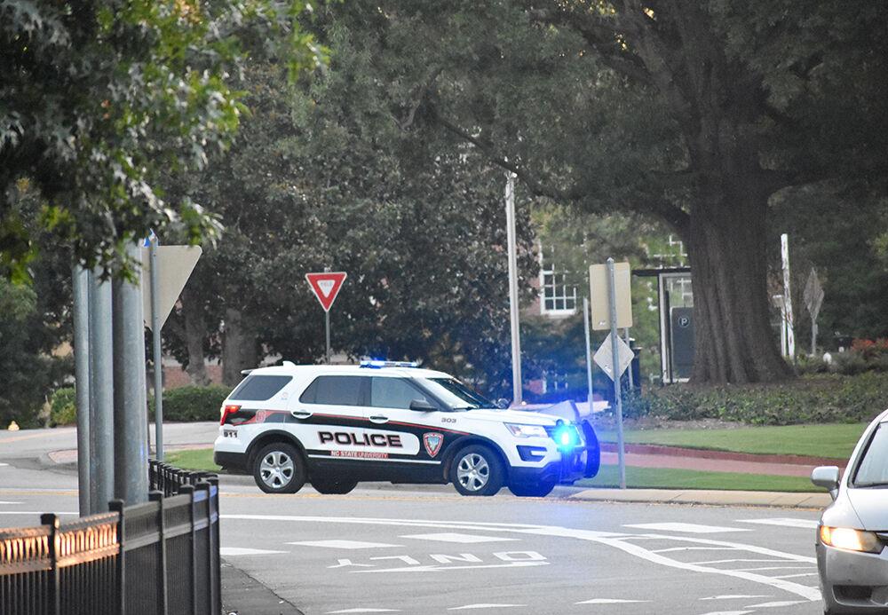 University Police blocks Pullen Rd. after a WolfAlert was sent out about an ongoing investigation at Watagua Residence Hall Sunday, August 29, 2021.&#160;