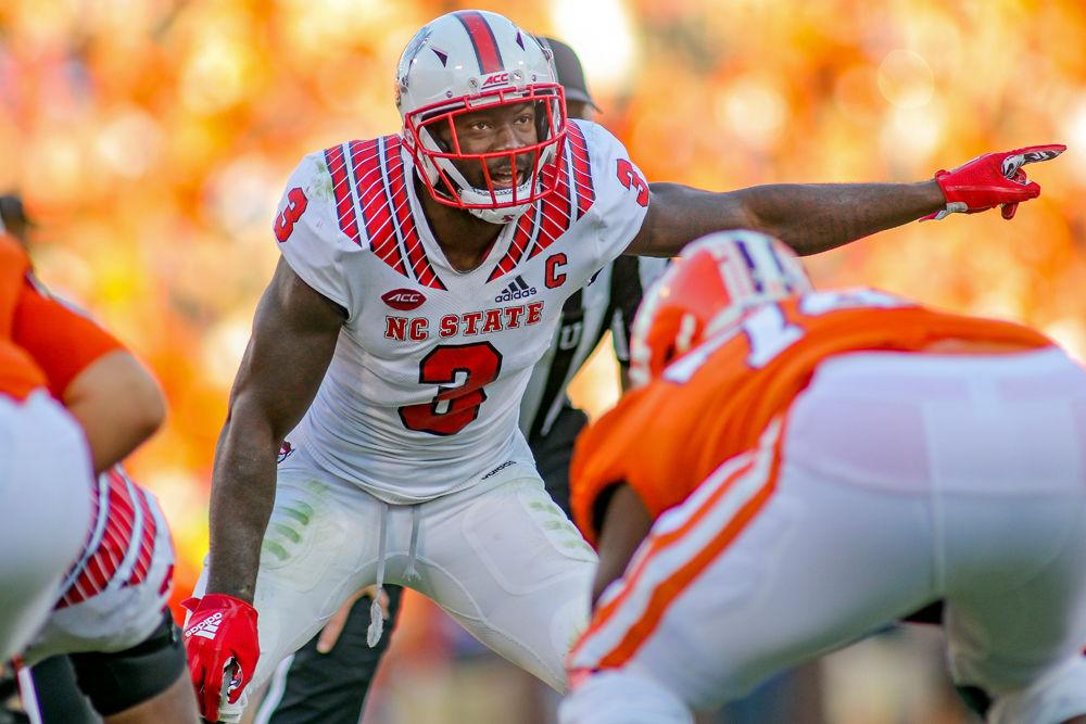Graduate linebacker Germaine Pratt communicates during the 41-7 loss against Clemson on Saturday, Oct. 20 at Clemson Memorial Stadium. Pratt had one sack and eight total tackles.