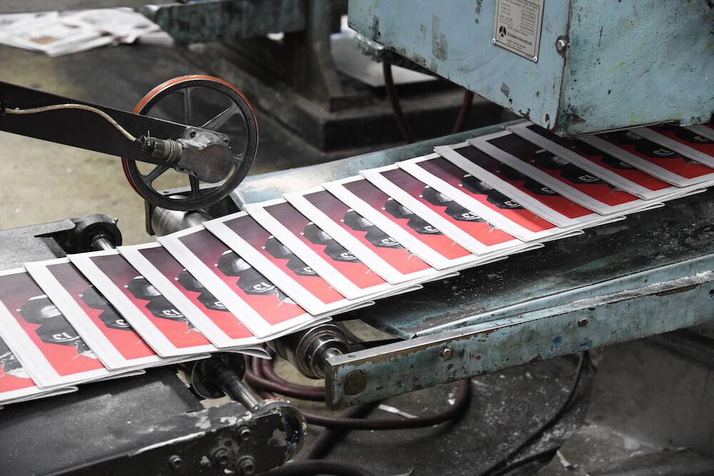 Newly printed copies of Technician on the printing press at Triangle Web Printing on Aug. 25, 2021.&#160;