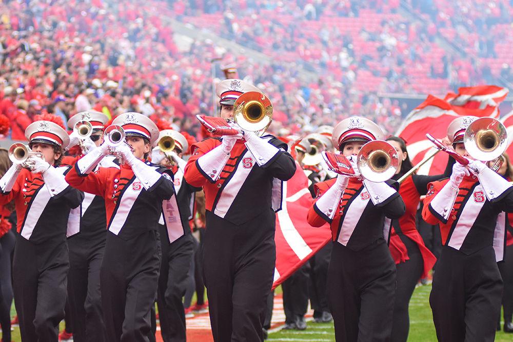 The NC State marching band performs before kickoff during the game against ECU on Saturday, Dec. 1, 2018 in Carter-Finley Stadium. The Wolfpack beat the Pirates 58-3, for a 9-3 season.