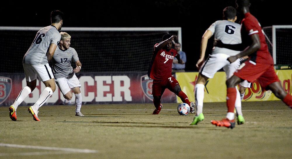 Senior foward Ivy Brisma dribbles the ball towards the goal in the game against UCF on Monday, Sep. 6, 2021 in Dail Soccer Stadium. Brisma assisted Jared Miller's goal in the 2-1 win for the Wolfpack.