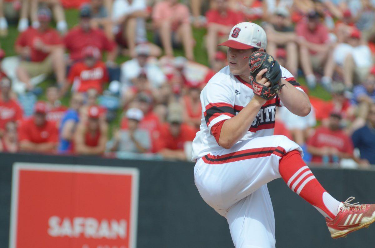 Sophomore starting pitcher Carlos Rodon throws a pitch during the first round of the Raleigh super regional against Rice on Doak Field Saturday June 8, 2013. The Wolfpack defeated the Owls, 4-3.&#160;