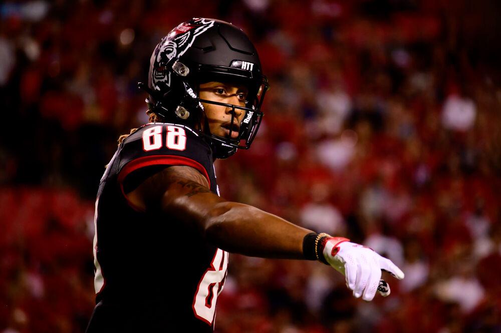 Redshirt sophomore wide receiver Devin Carter lines up against Louisiana Tech on Saturday, Oct. 2, 2021 at Carter-Finley Stadium. The Wolfpack won 34-27.