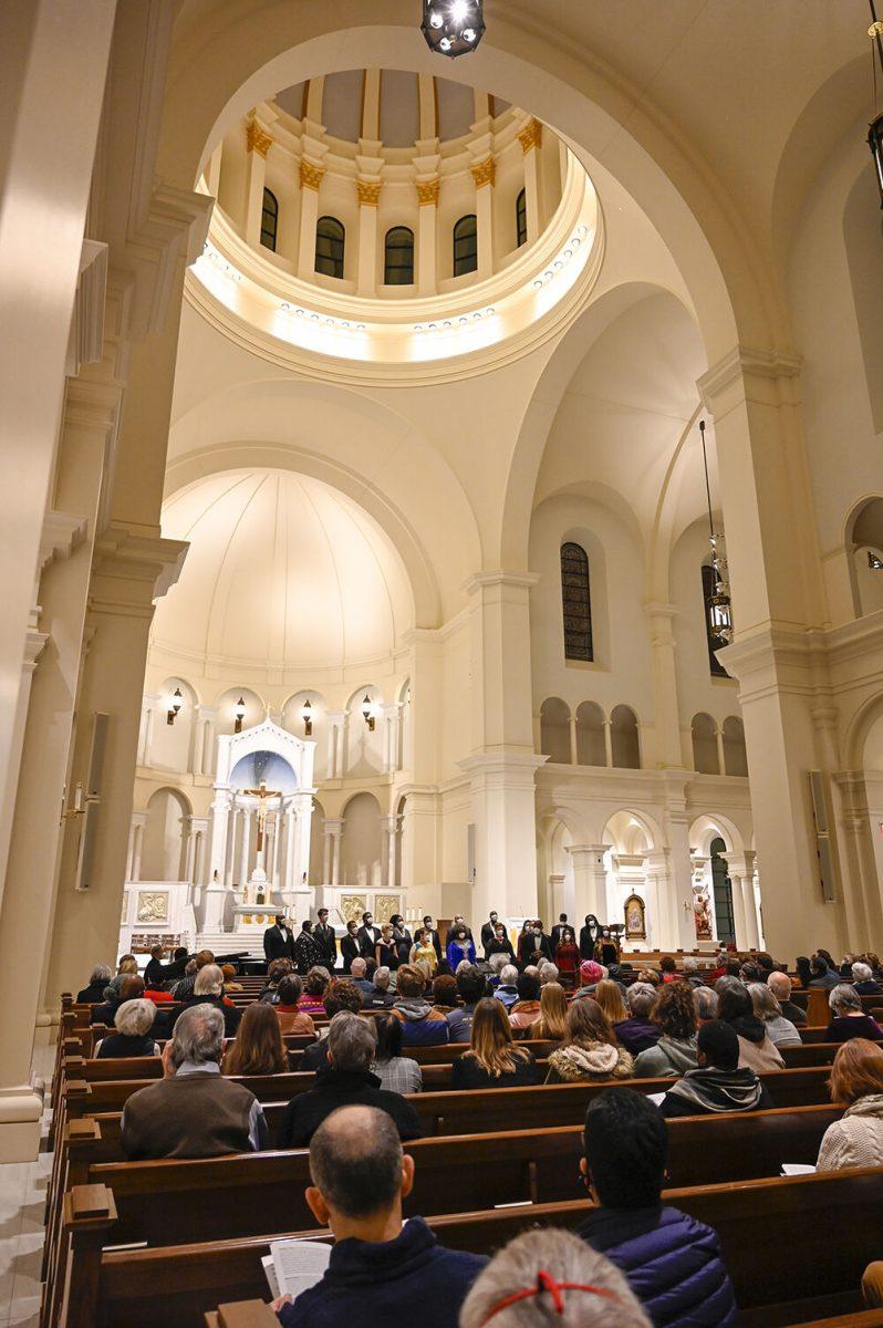 The American Spiritual Ensemble performs during an NC State LIVE presentation in The Holy Name of Jesus Cathedral on Thursday, Jan. 27, 2022. The ensemble has a mission to preserve and celebrate the American Negro spiritual.