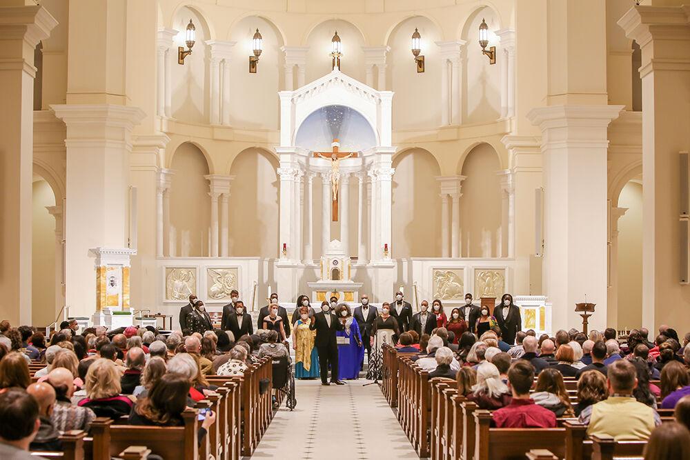 The American Spiritual Ensemble performs during an NC State LIVE presentation in the Holy Name of Jesus Cathedral on Thursday, Jan. 27, 2022. The ensemble has a mission to preserve and celebrate the tradition of the American Negro spiritual.