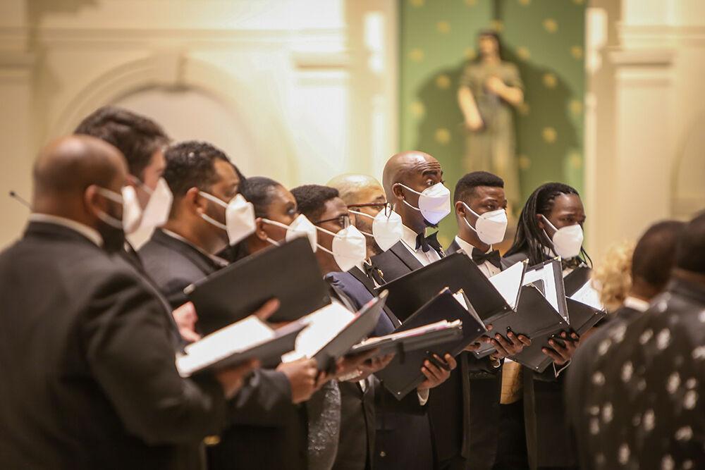The American Spiritual Ensemble performs during an NC State LIVE presentation in the Holy Name of Jesus Cathedral on Thursday, Jan. 27, 2022. The ensemble has a mission to preserve and celebrate the tradition of the American Negro spiritual.