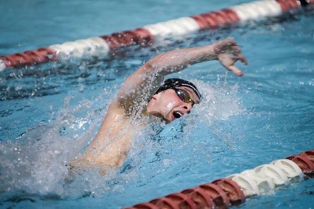 NC State sophomore Will Gallant competes in the men's 1000-yard freestyle during the NC State Wolfpack's swimming and diving meet against the Duke Blue Devils on Saturday, Jan. 15, 2022. Gallant won the race with a time of 9:00.89.&#160;The Pack men beat the Blue Devils 167-56.