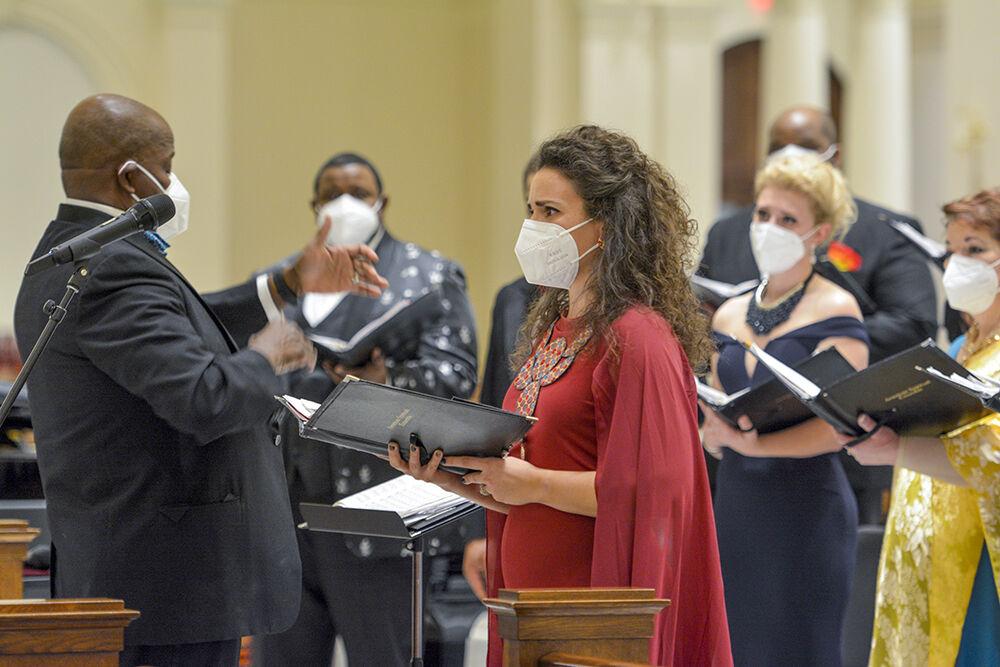 Tamra Grace Jones of the American Spiritual Ensemble performs during an NC State LIVE presentation in The Holy Name of Jesus Cathedral on Thursday, Jan. 27, 2022. The ensemble has a mission to preserve and celebrate the American Negro spiritual.