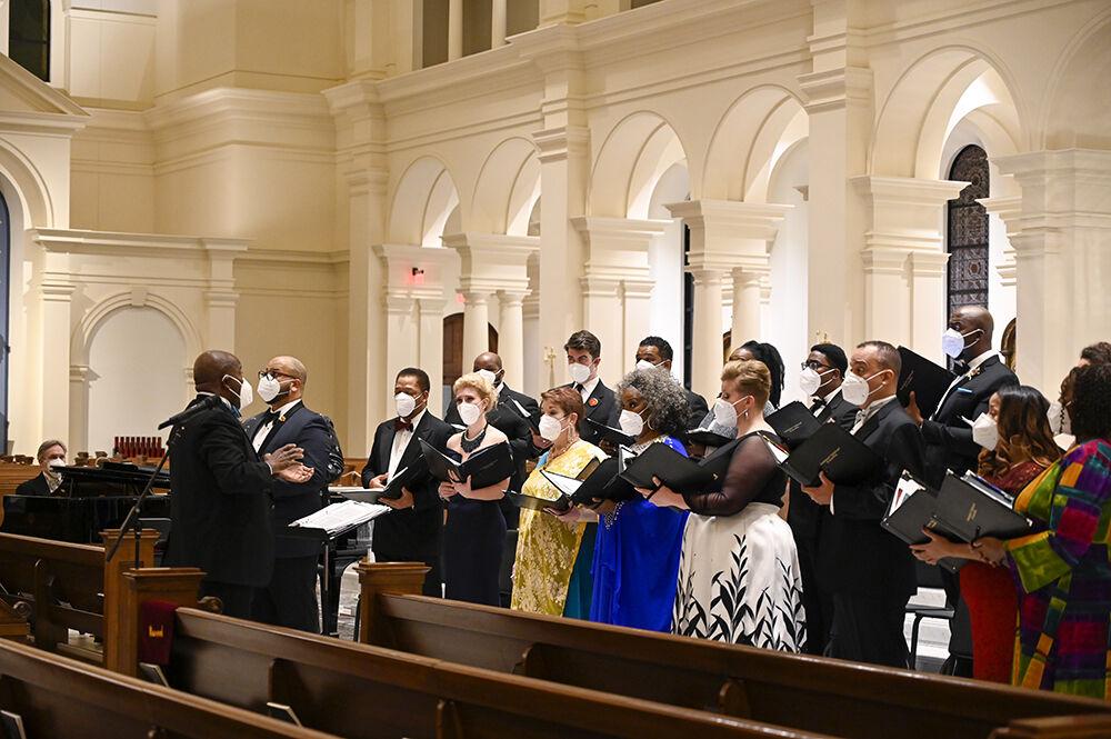 The American Spiritual Ensemble performs during an NC State LIVE presentation in The Holy Name of Jesus Cathedral on Thursday, Jan. 27, 2022. The ensemble has a mission to preserve and celebrate the American Negro spiritual.