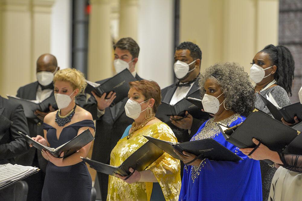The American Spiritual Ensemble performs during an NC State LIVE presentation in The Holy Name of Jesus Cathedral on Thursday, Jan. 27, 2022. The ensemble has a mission to preserve and celebrate the American Negro spiritual.