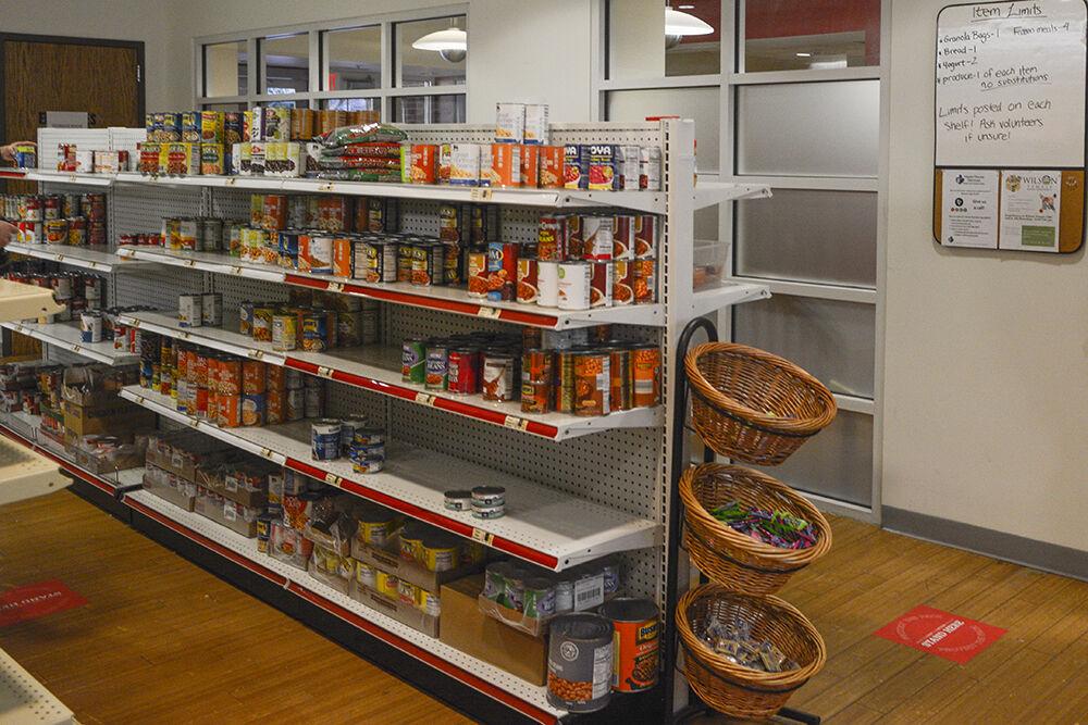 A variety of food sits on shelves at Feed the Pack food pantry in Quad Commons on Wednesday, Feb. 9, 2022
