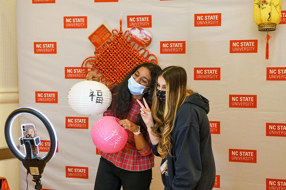 Mya Volety, a freshman in computer science, and Yamini Saggurthi, a freshman in genetics, take a selfie at the Lunar New Year Celebration on Feb. 1, 2022 in Talley Student Union. This year is the Year of the Tiger, and those born during the year are characterized as being brave and courageous.