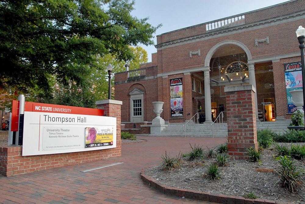 Thompson Hall stands on the corner of Jensen Road and Dunn Avenue on Tuesday, Sept. 19, 2017. Thompson Hall houses University Theatre and premieres productions and musical ensembles throughout the academic year.
