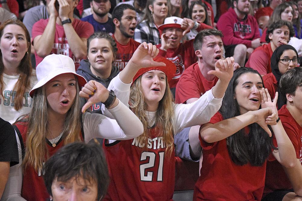 NC State fans boo at the Kansas State team during the second round of the NCAA women&#8217;s basketball tournament on Monday, March 21, 2022 at Reynolds Coliseum. NC State beat Kansas State 89-57.