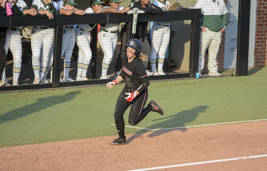 Sophomore infielder Kaylee Lambrecht bats during the game against UNC-Charlotte on Wednesday, March 30, 2022 at Dail Softball Stadium. Lambrecht scored two runs during the Wolfpack's 9-4 win over the 49ers.