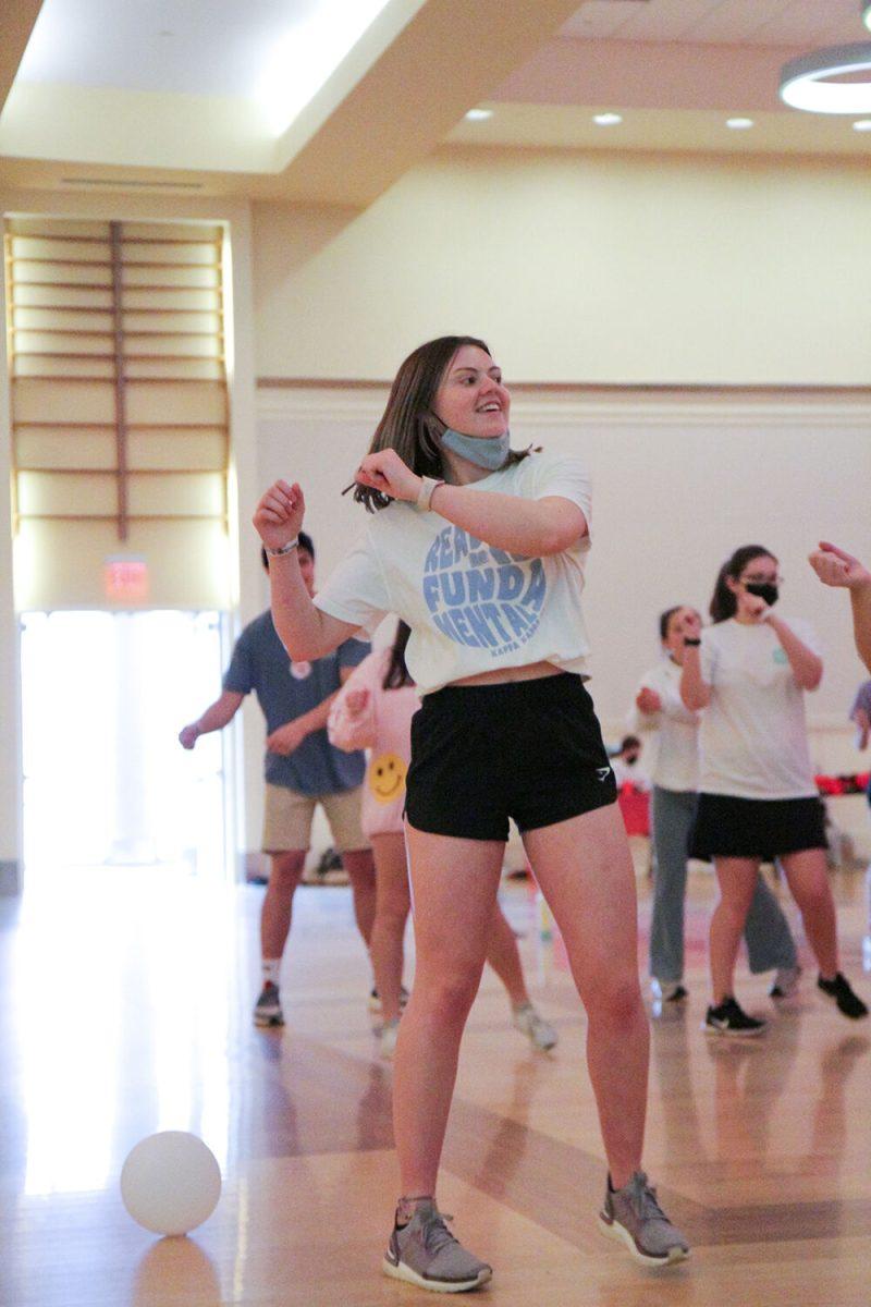 Alli Maynard, a second-year in nutrition, dances on Saturday, March 6, 2022 at the Dance Marathon. The Dance Marathon was a 12-hour event meant to raise money for Duke Children's Hospital.