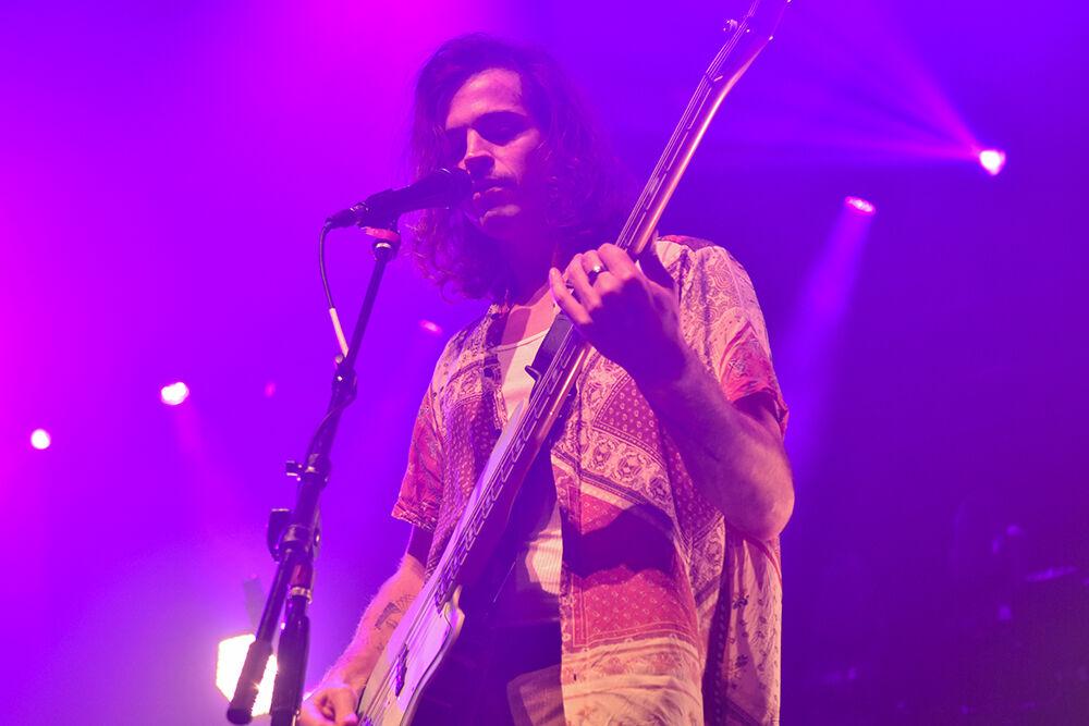 Flor guitarist Dylan Williams plays duirng "rely" in the second act of The Band CAMINO concert at the Ritz in Raleigh on Friday, April 22, 2022.