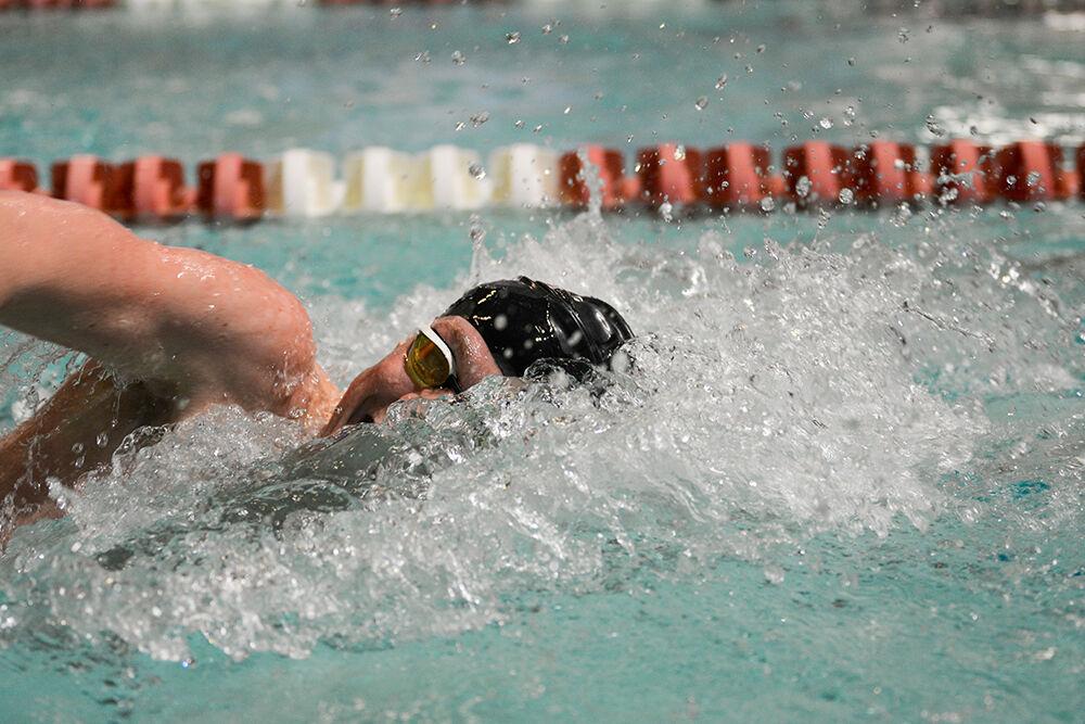 NC State sophomore James Plage competes in the 200-yard freestyle during the NC State Wolfpack's swimming and diving meet against the Duke Blue Devils at the Casey Aquatic Center on Saturday, Jan. 15, 2022.&#160;The Pack men beat the Blue Devils 167-56.
