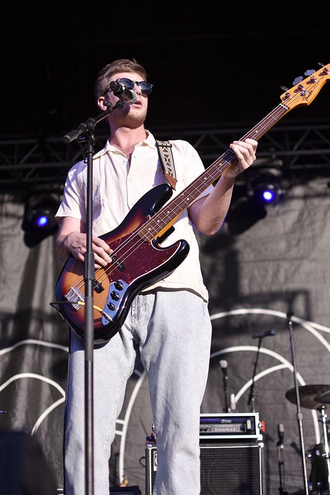 Will Henshaw plays the bass during By George&#8217;s set at Wolfstock held at Stafford Commons on Monday, April 25, 2022. By George was the first band in Wolfstock lineup and was followed by The Backseat Lovers and COIN.
