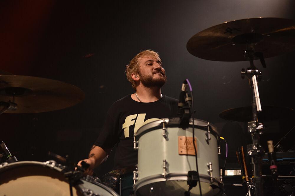 Flor drummer Kyle Hill plays "rely" during the second act of The Band CAMINO concert at the Ritz in Raleigh on Friday, April 22, 2022.