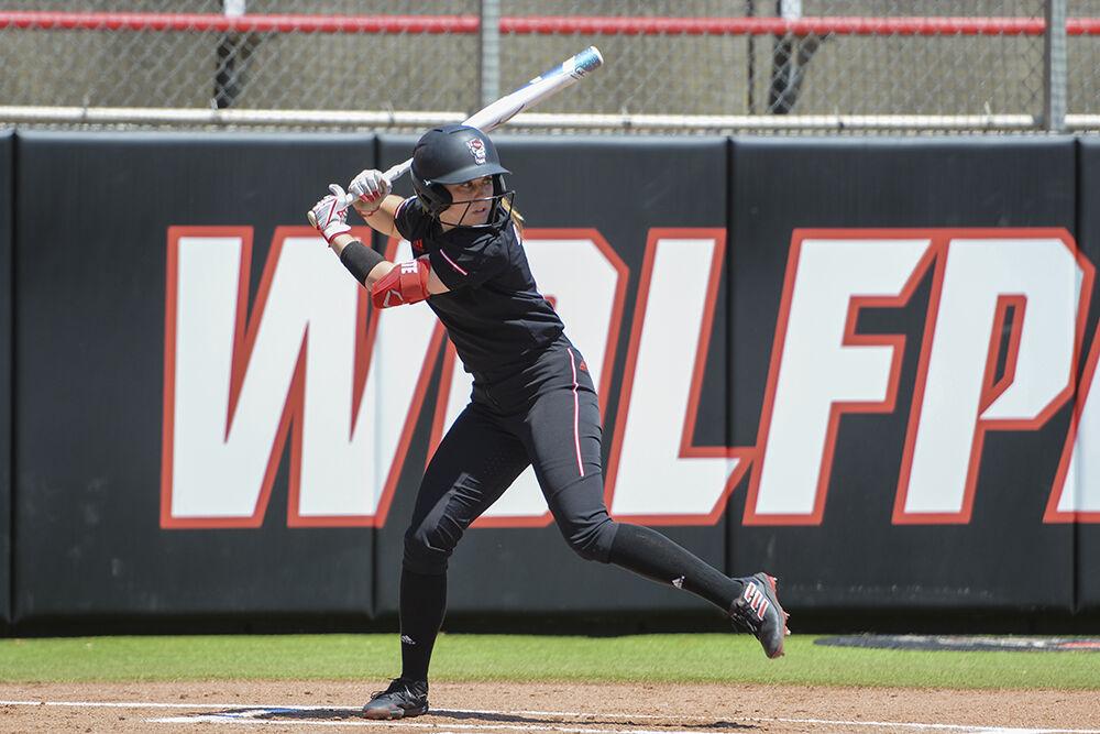 Sophomore infielder Kaylee Lambrecht winds up her bat during the game against Norfolk State on Wednesday, April 27, 2022 in Dail Softball Stadium. NC State beat Norfolk State 4-1.