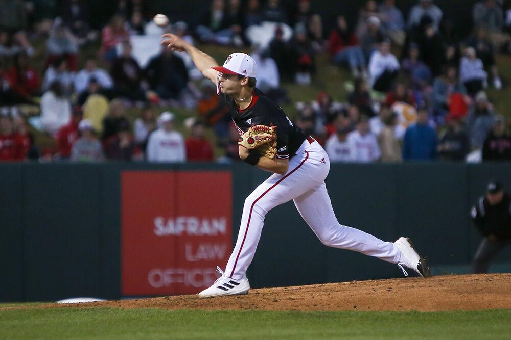 Sophomore pitcher Matt Willadsen pitches the ball to Georgia Tech during the game at Doak Field on Saturday, March 26, 2022. NC State won 6-5.