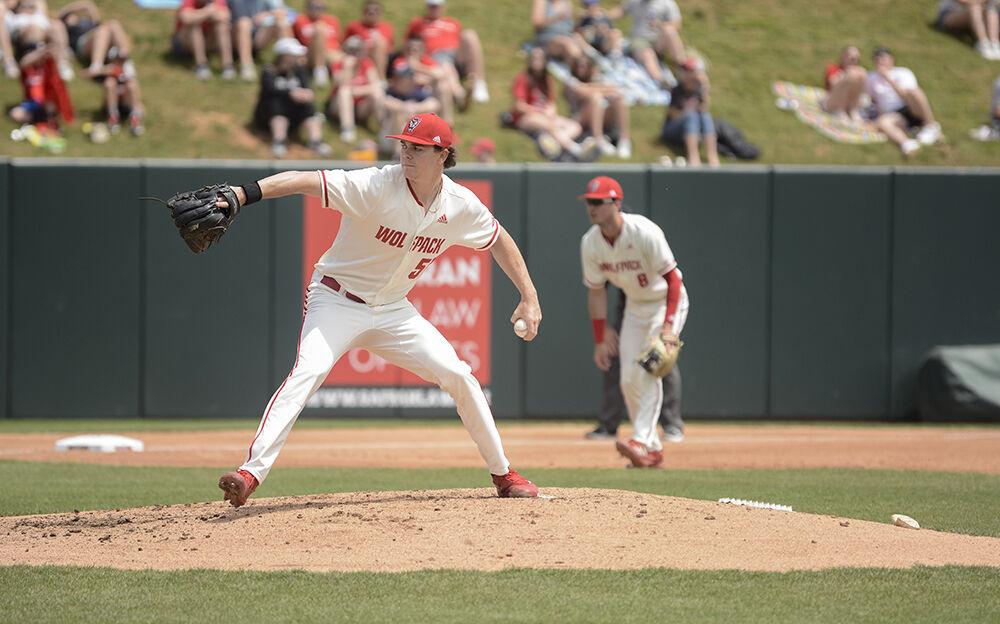Senior pitcher Canaan Silver pitches the ball during the baseball game against Radford at Doak Field on Sunday, May 1, 2022. The Wolfpack beat the Highlanders 11-4.