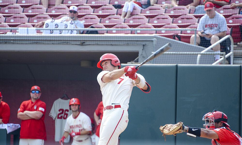 Redshirt junior infielder Josh Hood swings his bat during the game against Radford at Doak Field on Sunday, May 1, 2022. NC State beat Radford 11-4 with NC State sweeping the series. Hood had two home runs.