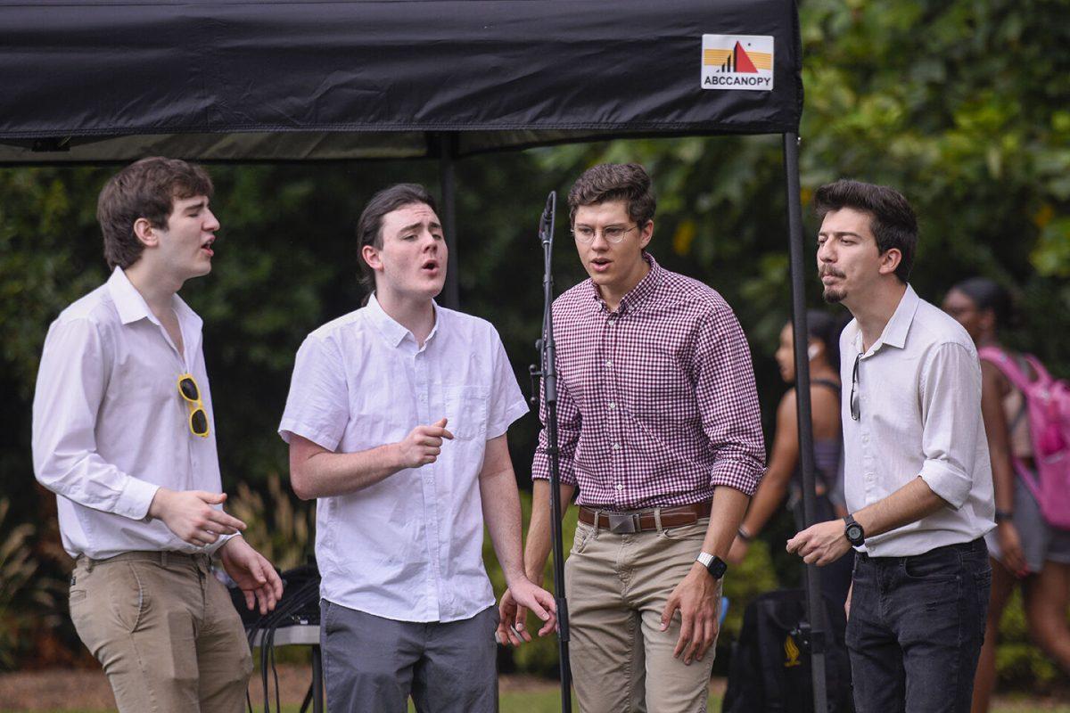 Wolfgang A Capella performs at NC State LIVE's 50th anniversary block party on Sunday, Sept. 18, 2022 at Stafford Commons. NC State LIVE celebrated its 50th anniversary with live music, student performances, interactive art and cake.