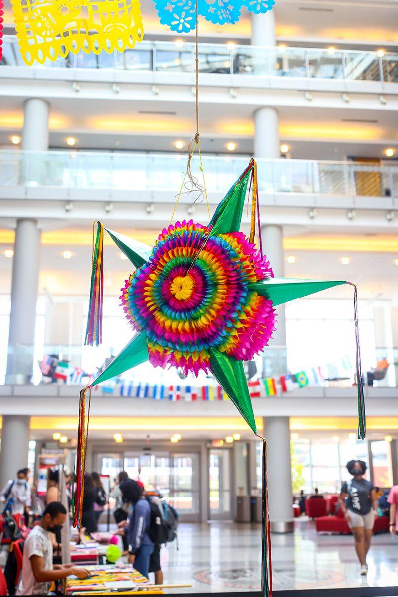 A pi&#241;ata hangs in the atrium before the start of the Latinx Heritage Month kickoff event at Talley Student Center on Wednesday, Sept. 15, 2021.