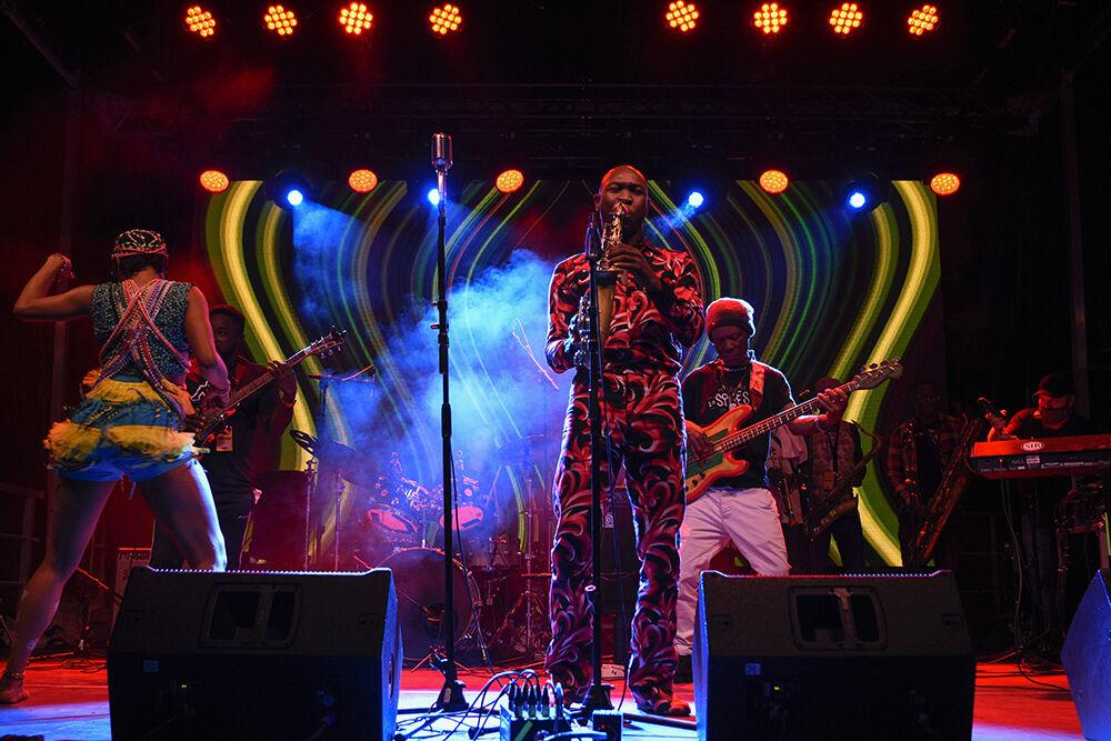 Seun Kuti &amp; Egypt 80 perform at Hopscotch Music Festival on Moore Square stage on Friday, Sept. 9, 2022.