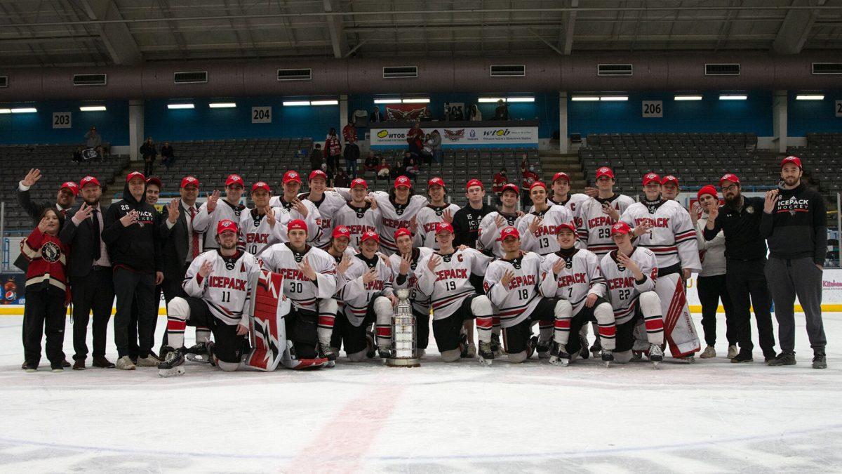 The NC State Icepack poses with its fourth straight Admiral's Cup after defeating rival UNC-Chapel Hill by a final score of 3-0 at the&#160;Winston-Salem Fairgrounds in February 2022.
