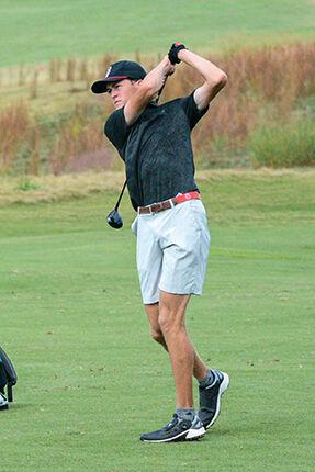 Sophmore Jake Wiktor hits the ball during the Wolfpack Intercollegiate on Sunday, Oct. 16, 2022 at Lonnie Poole Golf Course.&#160;Wiktor tied for 42nd with a final 54-hole score of 7-over. NC State tied for second overall.&#160;